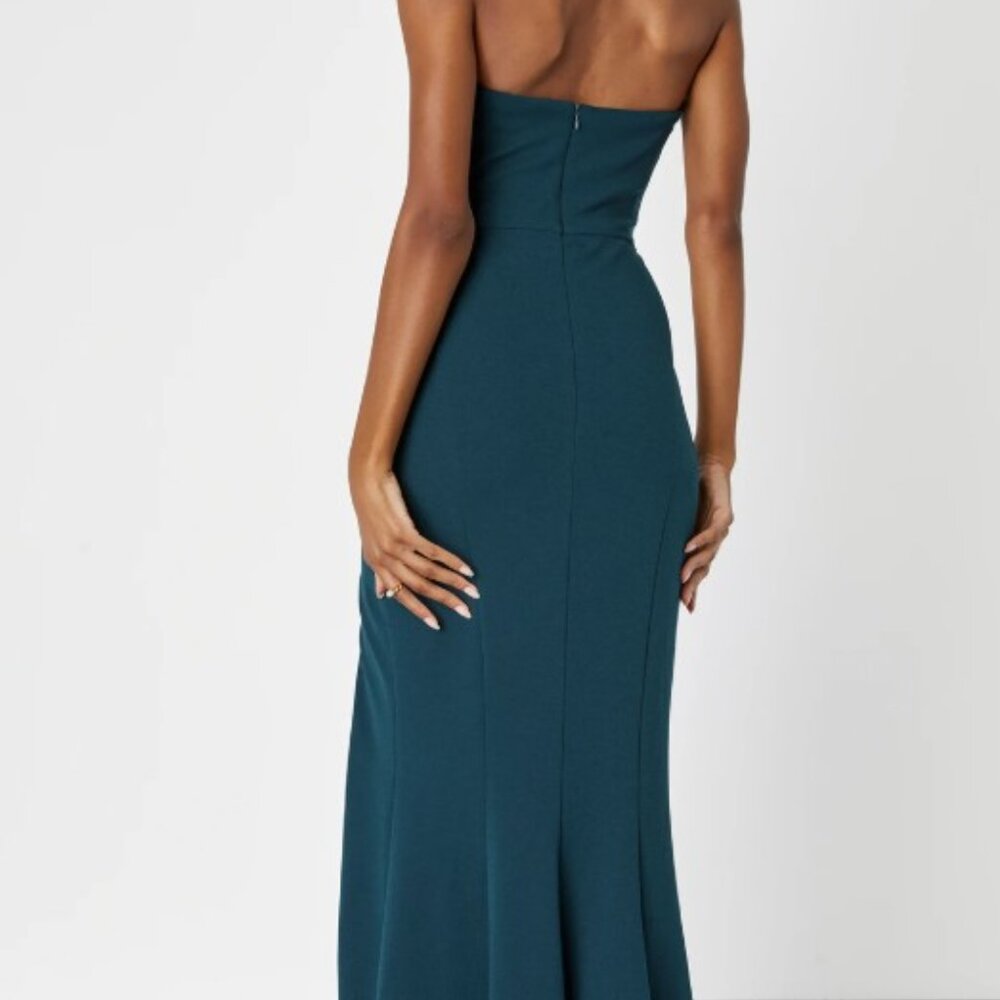 Lulu's Marvelous Entrance Emerald Green Pleated Strapless Maxi Dress - Size S - Picture 2 of 11